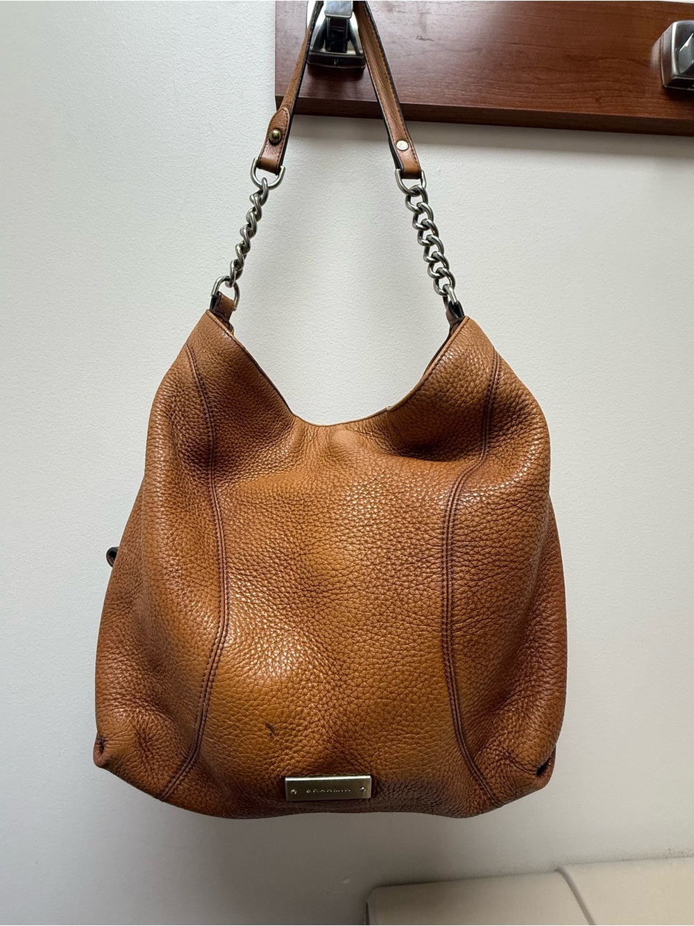 Brahmin Eva Pebbled Hobo Vintage 
 Leather Hobo Shoulder Bag in Cognac